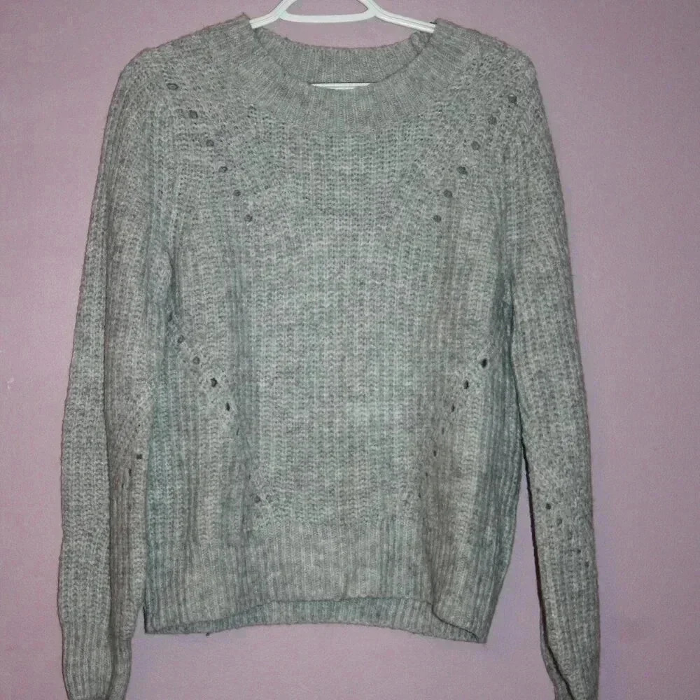 Gap Light Gray Knit Crew Sweater Size Large Part Wool and Alpaca